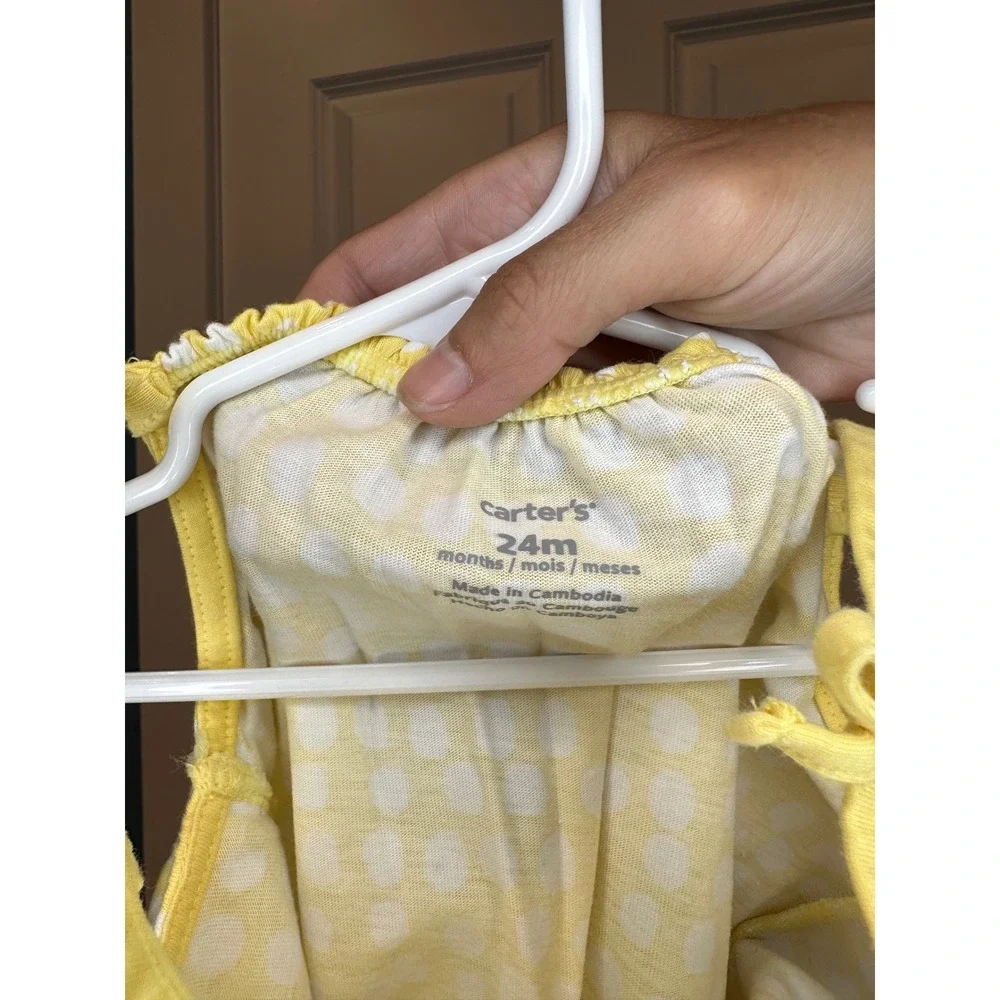 Carters‎ Yellow Polka Dot Ruffle Romper Jumper Baby Girls Size 24 Months
